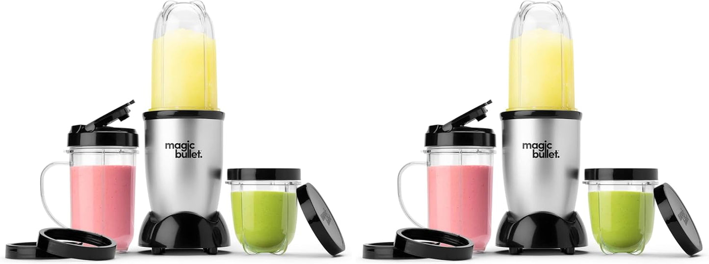 Magic Bullet Blender 11-Piece Set, Compact Silver Design