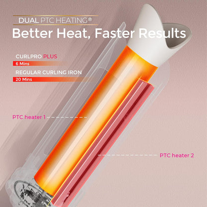 TYMO CurlPro Plus Long Barrel Automatic Rotating Curling Iron - 1 Inch Ceramic Hair Curler for Long Hair, Anti-Scald, Tangle-Free, 600M Ionic, Dual Voltage, Gold