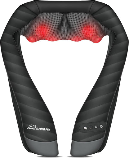 Snailax Shiatsu Neck and Shoulder Massager with Heat - Deep Kneading Electric Massage Pillow for Comprehensive Body Relief