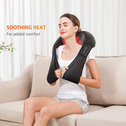 Snailax Shiatsu Neck and Shoulder Massager with Heat - Deep Kneading Electric Massage Pillow for Comprehensive Body Relief