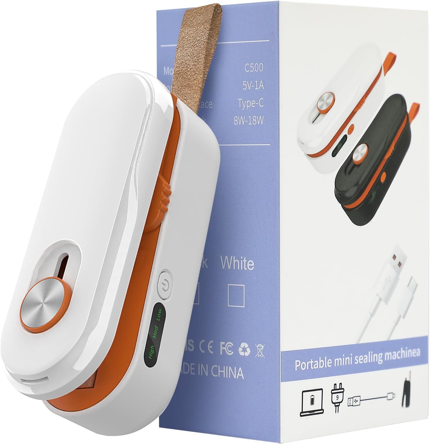 Rechargeable 2-in-1 Mini Bag Sealer and Cutter, Adjustable Heat Settings for Lightweight to Heavy Bags, Portable Snack Sealer