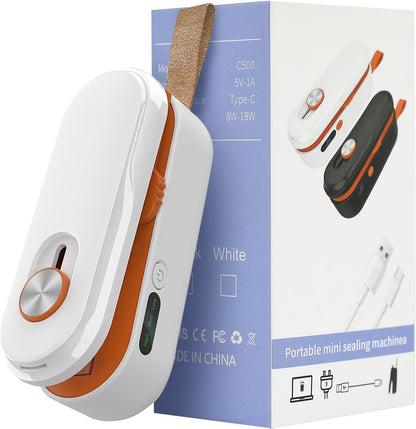 Rechargeable 2-in-1 Mini Bag Sealer and Cutter, Adjustable Heat Settings for Lightweight to Heavy Bags, Portable Snack Sealer