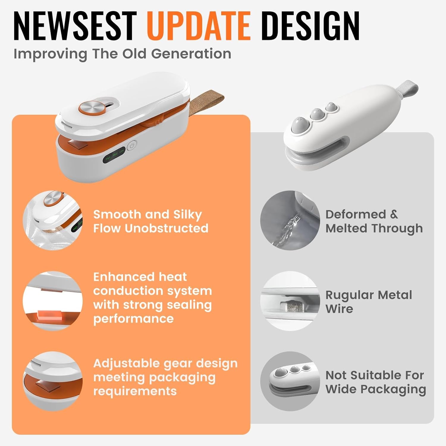 Rechargeable 2-in-1 Mini Bag Sealer and Cutter, Adjustable Heat Settings for Lightweight to Heavy Bags, Portable Snack Sealer