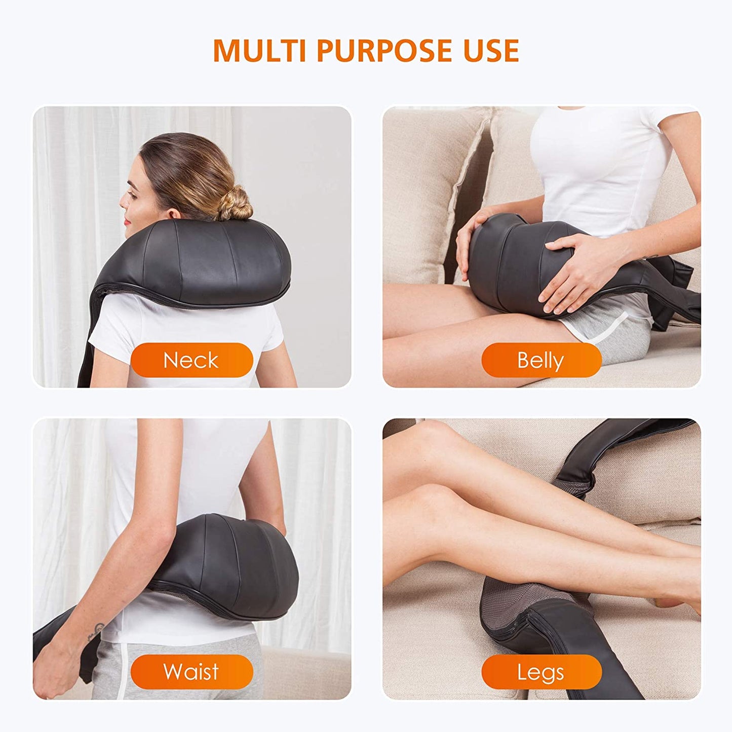 Snailax Shiatsu Neck and Shoulder Massager with Heat - Deep Kneading Electric Massage Pillow for Comprehensive Body Relief
