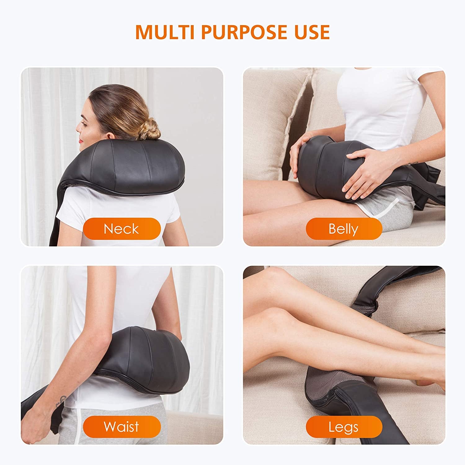 Snailax Shiatsu Neck and Shoulder Massager with Heat - Deep Kneading Electric Massage Pillow for Comprehensive Body Relief