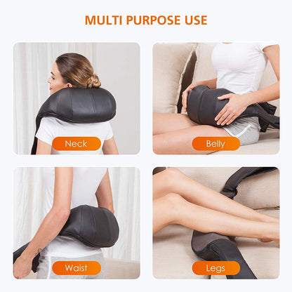 Snailax Shiatsu Neck and Shoulder Massager with Heat - Deep Kneading Electric Massage Pillow for Comprehensive Body Relief