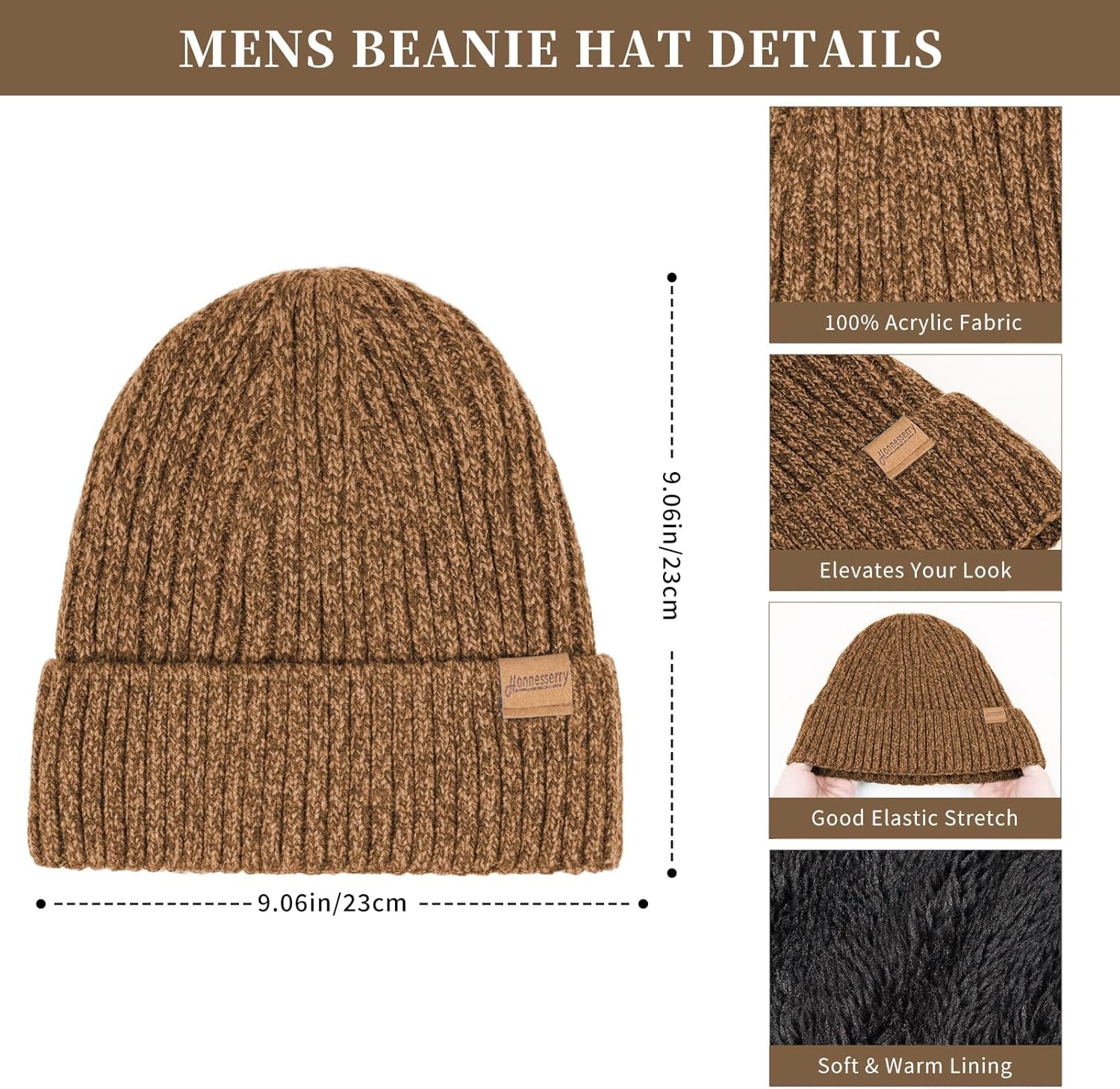 Winter Beanie Hats for Men Long Neck Scarf and Touchscreen Gloves Set with Fleece Lined Skull Caps Gifts for Men