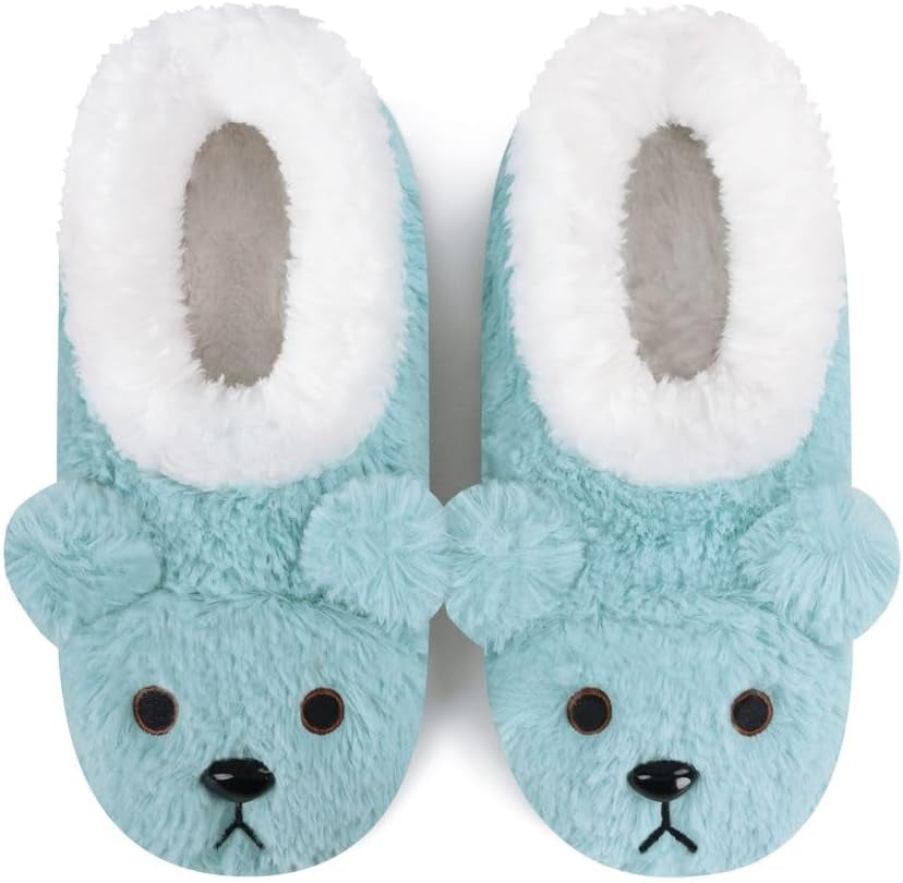 Snoozies Slipper Socks Animal Furry – Cozy, Foldable Slippers for Women, Non Slip Socks for Travel & Indoors