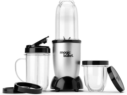 Magic Bullet Blender 11-Piece Set, Compact Silver Design