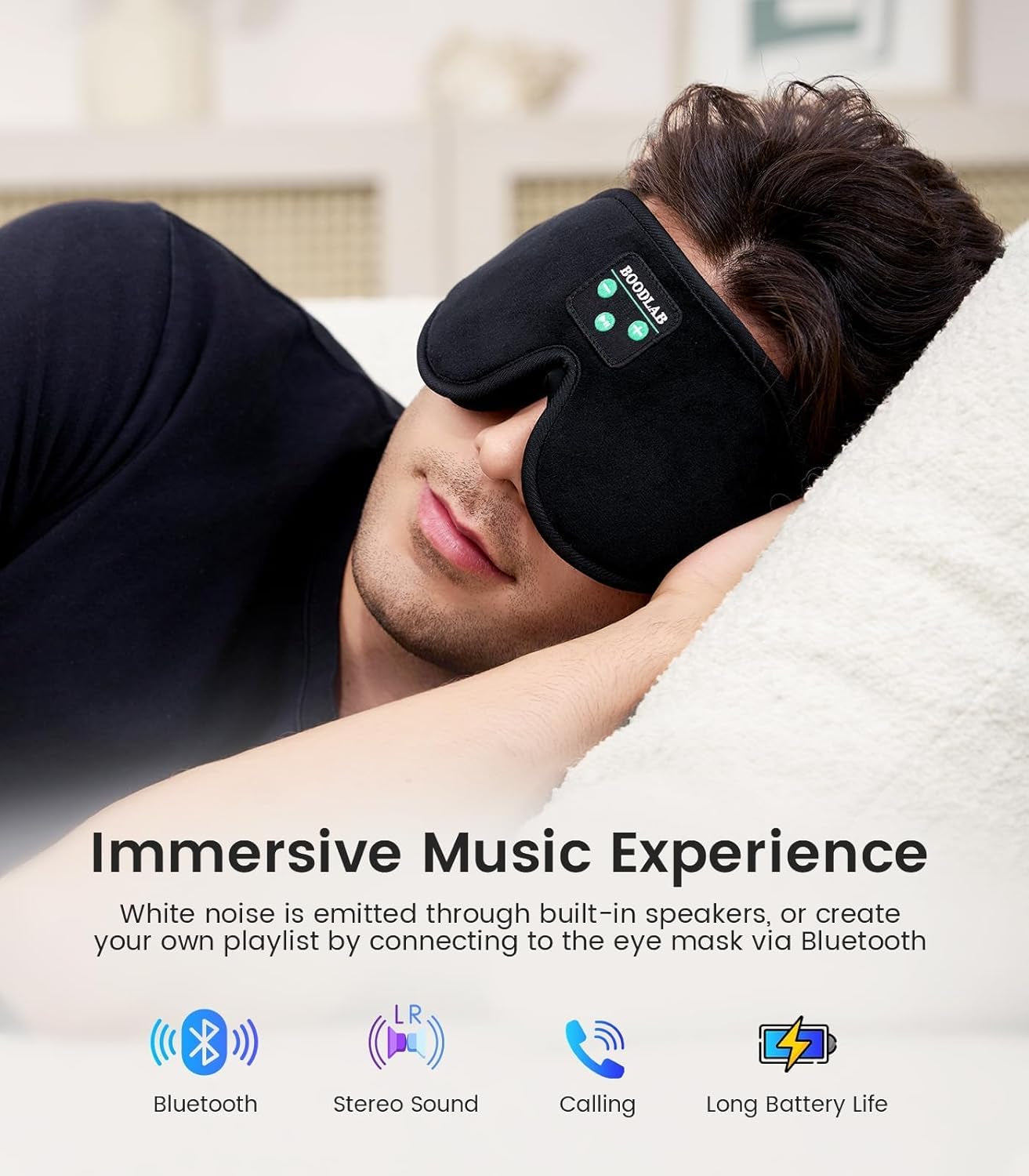 Bluetooth Sleep Mask with Integrated Headphones - Ideal for Side Sleepers, Travel, and Yoga - Innovative Gift for Special Occasions