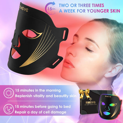 LED Facial Light Therapy Mask with 7 Color Settings - Red Light Therapy for Skincare, Ideal Gift for Birthdays, Christmas, Mother's Day, Valentine's Day, and Self-Care for Women