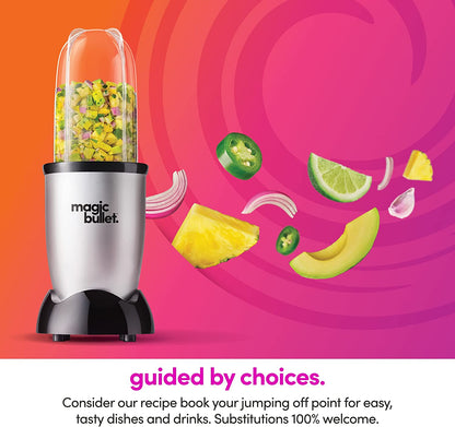 Magic Bullet Blender 11-Piece Set, Compact Silver Design