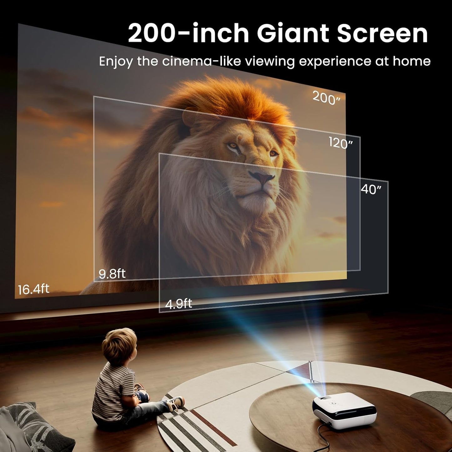 HAPPRUN Native 1080P Bluetooth Mini Projector - Full HD Portable Outdoor Movie Projector with Integrated Speaker, Compatible with Smartphones, HDMI, USB, AV, Fire Stick, and PS5 for Home and Outdoor Applications