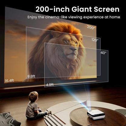 HAPPRUN Native 1080P Bluetooth Mini Projector - Full HD Portable Outdoor Movie Projector with Integrated Speaker, Compatible with Smartphones, HDMI, USB, AV, Fire Stick, and PS5 for Home and Outdoor Applications