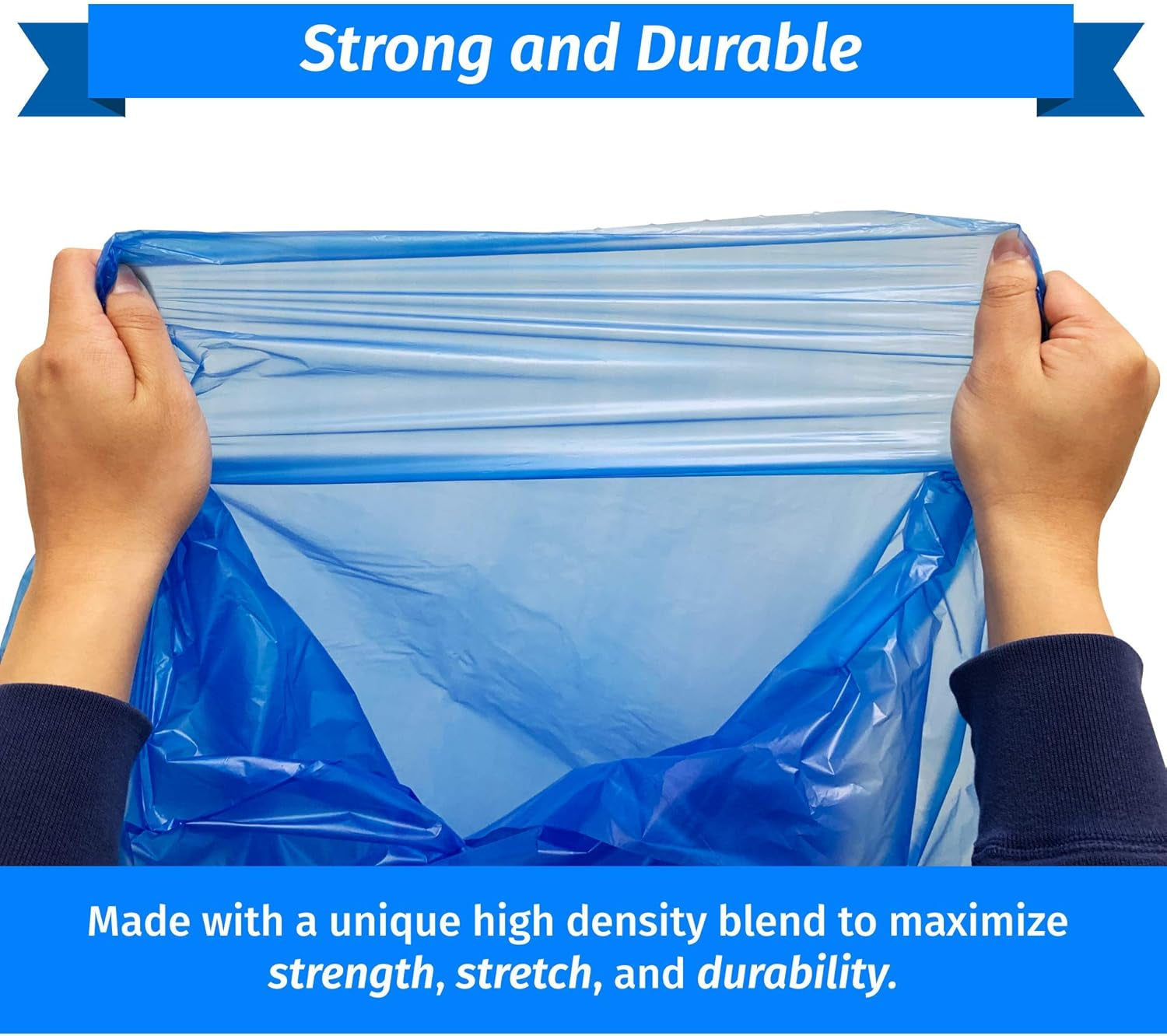 Reliable Super Value 55-60 Gallon Recycling Bags | 75 Count | Blue | Made in the USA