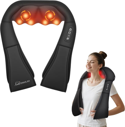 Snailax Shiatsu Neck and Shoulder Massager with Heat - Deep Kneading Electric Massage Pillow for Comprehensive Body Relief