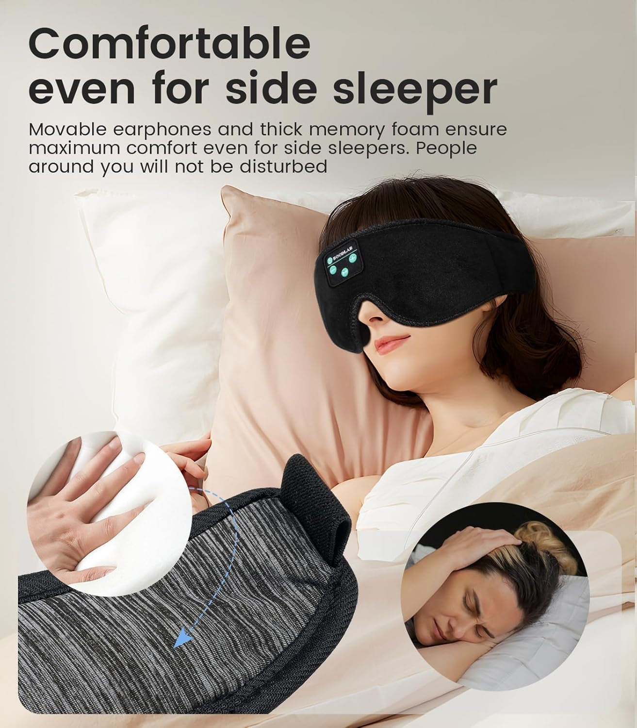 Bluetooth Sleep Mask with Integrated Headphones - Ideal for Side Sleepers, Travel, and Yoga - Innovative Gift for Special Occasions