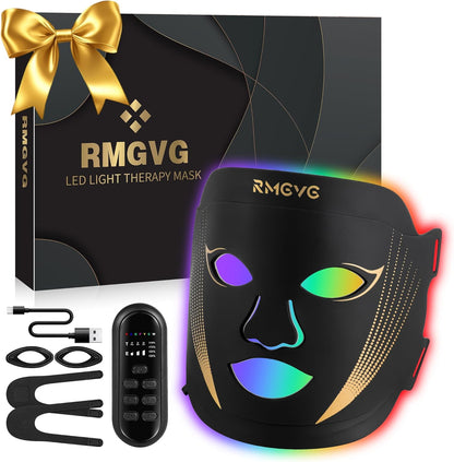 LED Facial Light Therapy Mask with 7 Color Settings - Red Light Therapy for Skincare, Ideal Gift for Birthdays, Christmas, Mother's Day, Valentine's Day, and Self-Care for Women