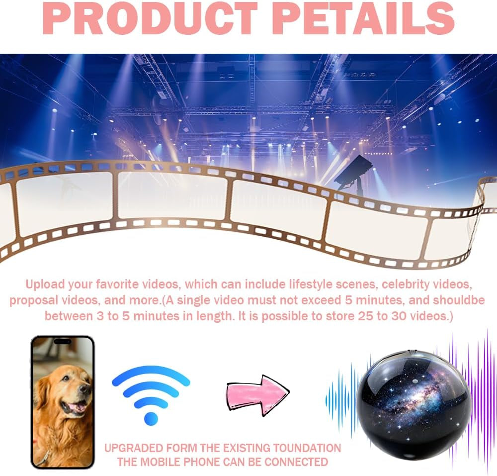 2025 Memory Orb Lamp – 2.7" Customizable Video Sphere with Uploadable Photos & Videos, Rechargeable LED Crystal Ball Gift for Couples, Family, and Loved Ones