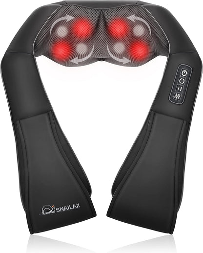 Snailax Shiatsu Neck and Shoulder Massager with Heat - Deep Kneading Electric Massage Pillow for Comprehensive Body Relief