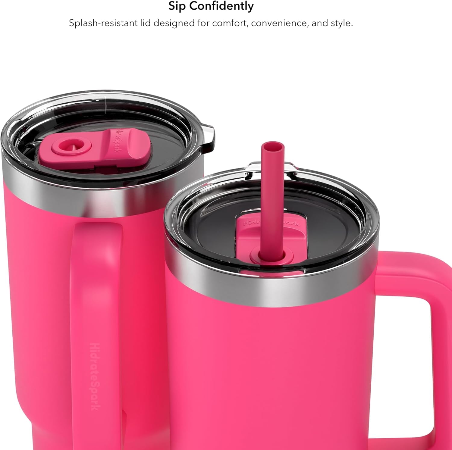 Hidrate Spark PRO 2 Smart Tumbler - 30 oz Insulated Stainless Steel, Water Intake Tracker, Drink Reminder with Glow & Sound, Bluetooth App Sync, Straw Lid, BPA-Free, Flamingo (Compatible with Apple Find My)