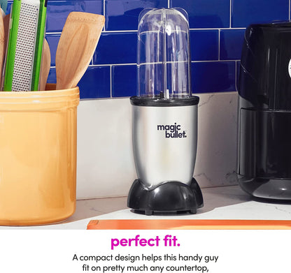 Magic Bullet Blender 11-Piece Set, Compact Silver Design