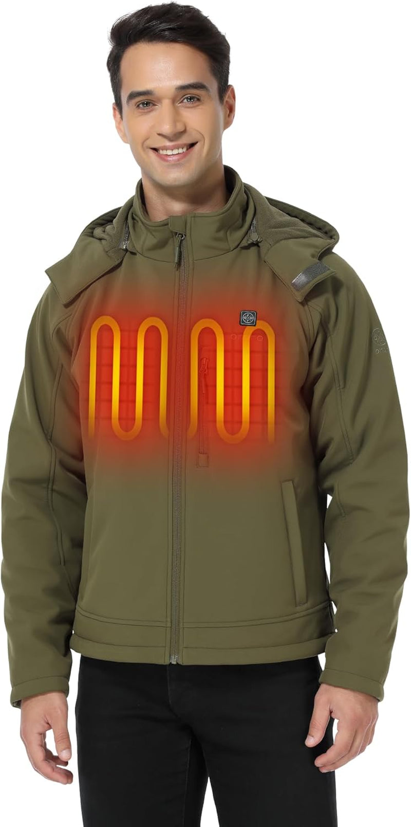 ORORO Men'S Heated Jacket with Battery, Heated Coat with Detachable Hood (Charger Not Included)