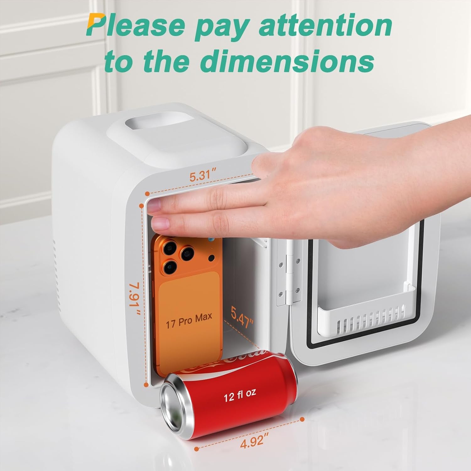 CROWNFUL Mini Fridge, 4 Liter/6 Can Portable Cooler and Warmer Personal Refrigerator for Skin Care, Cosmetics, Beverage, Food,Great for Bedroom, Office, Car, Dorm, ETL Listed (White)