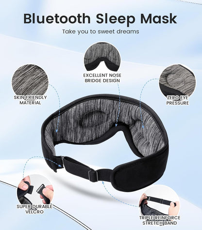 Bluetooth Sleep Mask with Integrated Headphones - Ideal for Side Sleepers, Travel, and Yoga - Innovative Gift for Special Occasions
