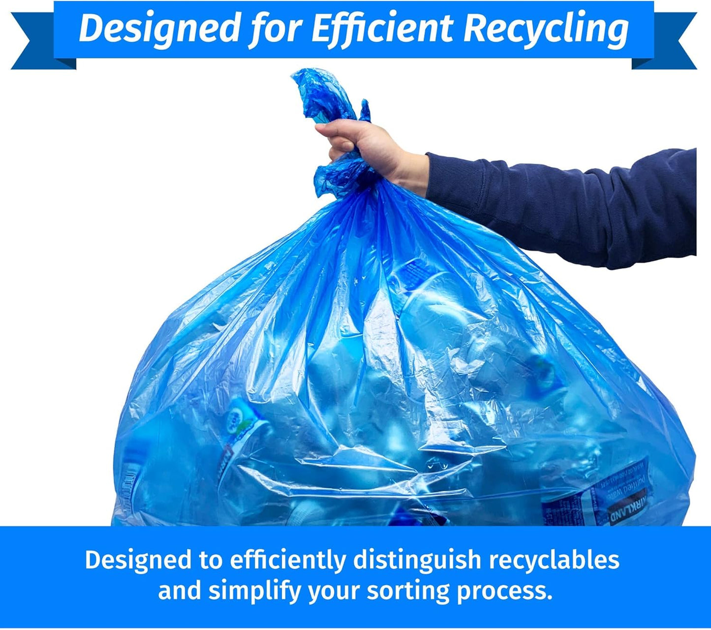 Reliable Super Value 55-60 Gallon Recycling Bags | 75 Count | Blue | Made in the USA
