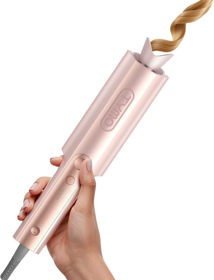 TYMO CurlPro Plus Long Barrel Automatic Rotating Curling Iron - 1 Inch Ceramic Hair Curler for Long Hair, Anti-Scald, Tangle-Free, 600M Ionic, Dual Voltage, Gold