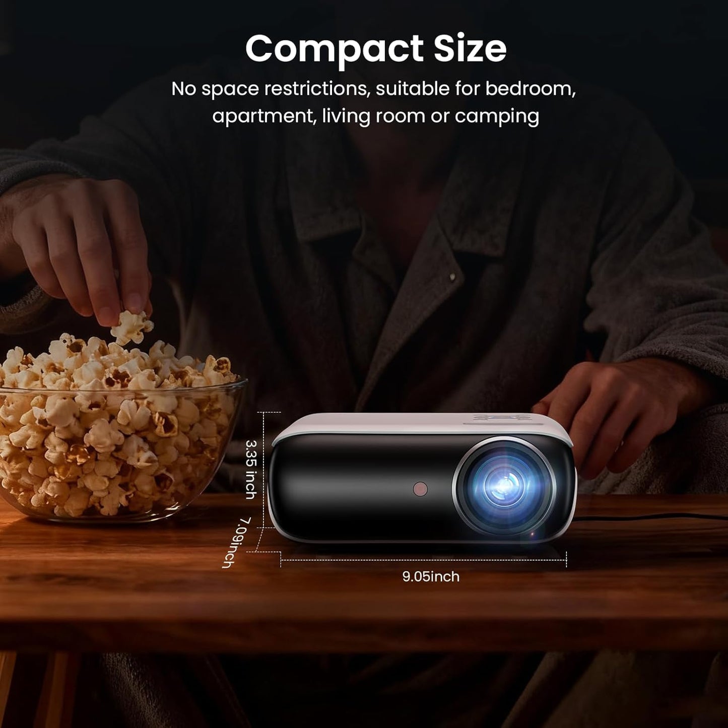 HAPPRUN Native 1080P Bluetooth Mini Projector - Full HD Portable Outdoor Movie Projector with Integrated Speaker, Compatible with Smartphones, HDMI, USB, AV, Fire Stick, and PS5 for Home and Outdoor Applications