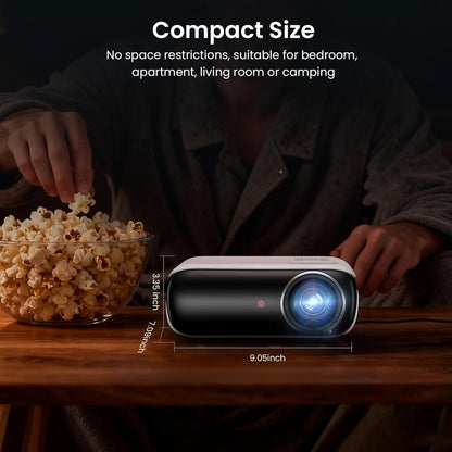 HAPPRUN Native 1080P Bluetooth Mini Projector - Full HD Portable Outdoor Movie Projector with Integrated Speaker, Compatible with Smartphones, HDMI, USB, AV, Fire Stick, and PS5 for Home and Outdoor Applications