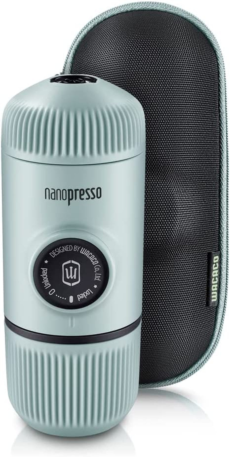 WACACO Nanopresso Portable Espresso Maker Bundled with Protective Case, Upgrade Version, Mini Travel Coffee Machine, Perfect for Camping, Travel and Office (Elements Chill White)