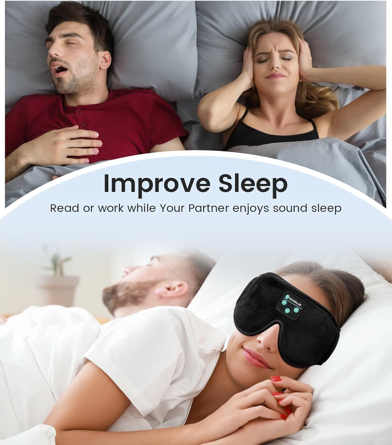 Bluetooth Sleep Mask with Integrated Headphones - Ideal for Side Sleepers, Travel, and Yoga - Innovative Gift for Special Occasions