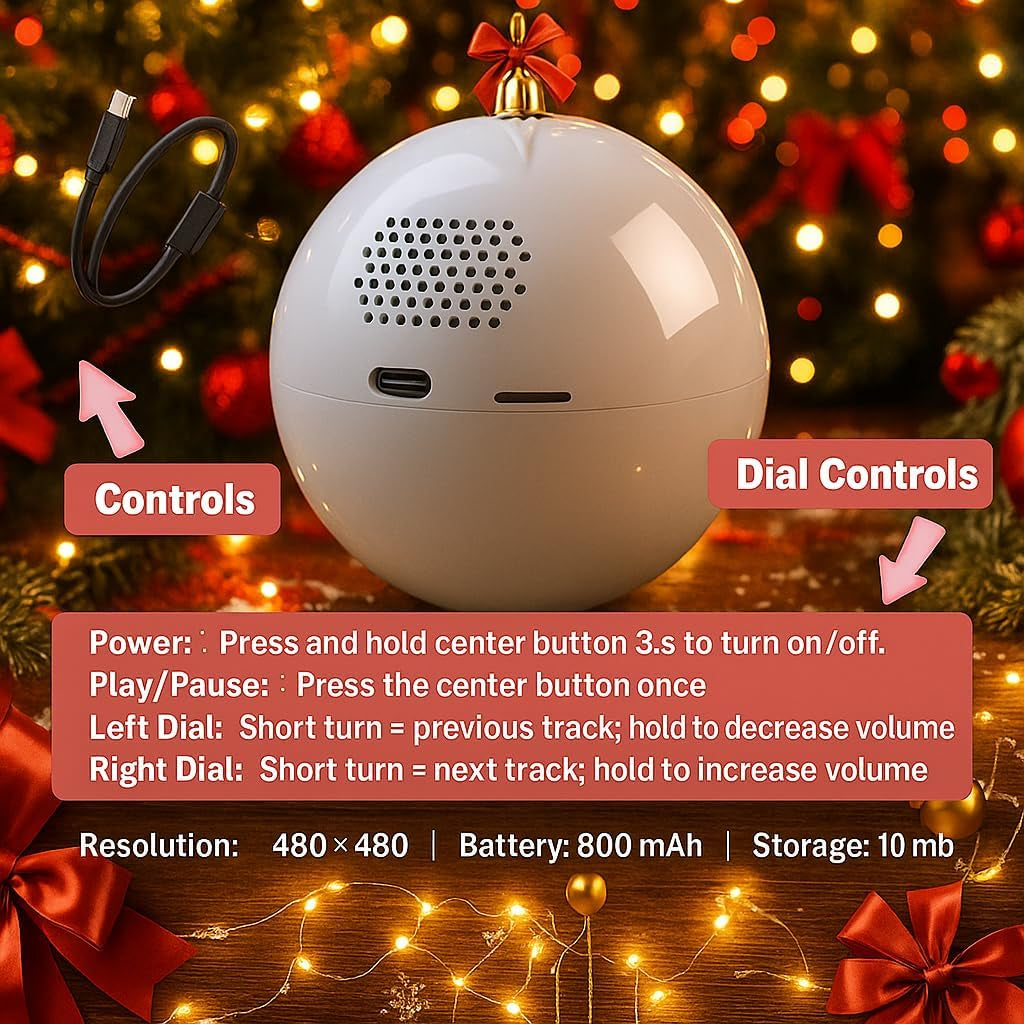 2025 Memory Orb Lamp – 2.7" Customizable Video Sphere with Uploadable Photos & Videos, Rechargeable LED Crystal Ball Gift for Couples, Family, and Loved Ones