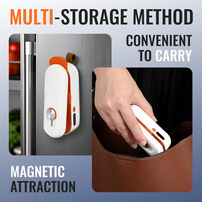 Rechargeable 2-in-1 Mini Bag Sealer and Cutter, Adjustable Heat Settings for Lightweight to Heavy Bags, Portable Snack Sealer