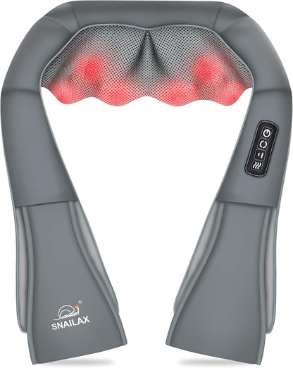 Snailax Shiatsu Neck and Shoulder Massager with Heat - Deep Kneading Electric Massage Pillow for Comprehensive Body Relief