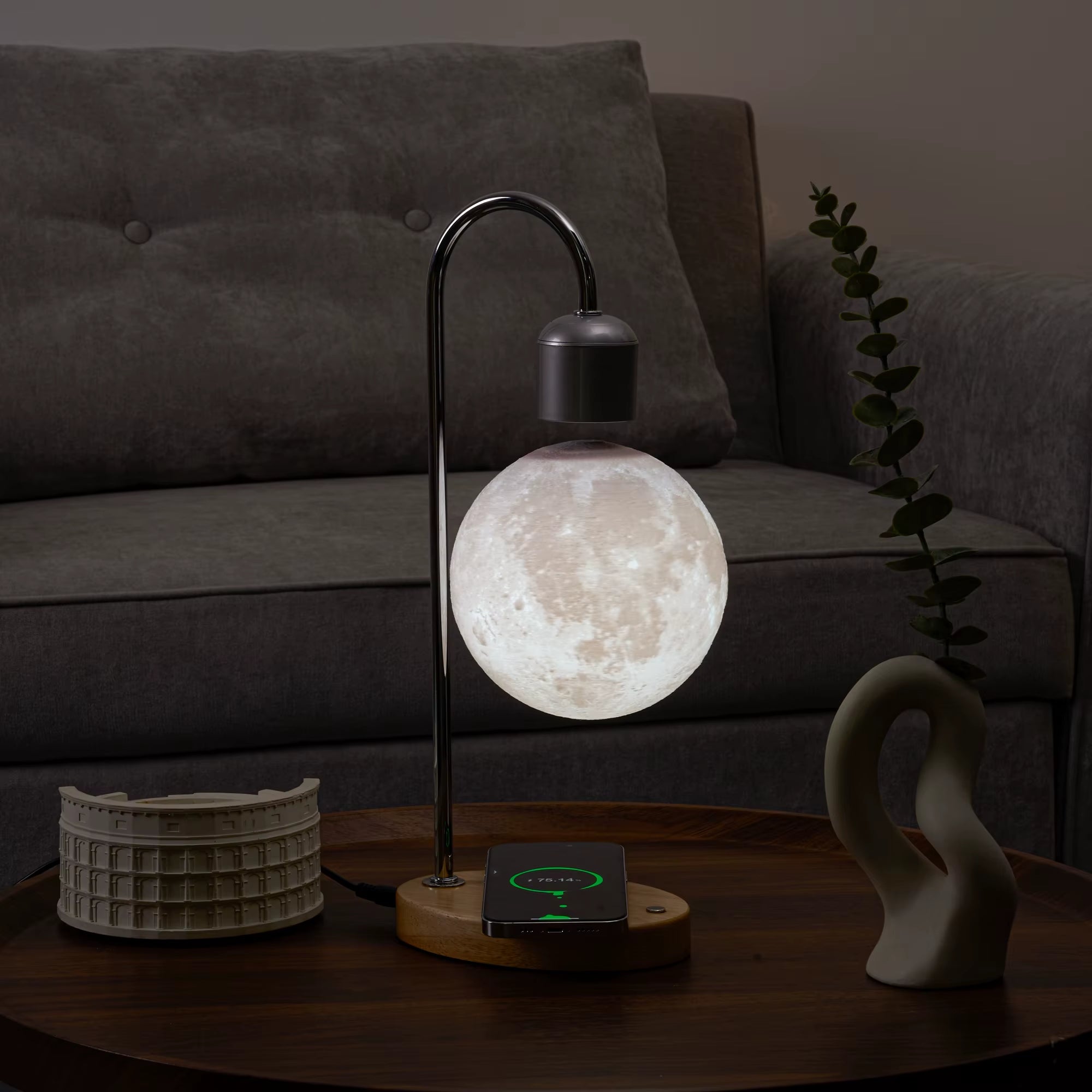Magnetic Levitating Moon Lamp Levitation Plastic Black Table LED Night Light Zero-Gravity Floating Desk Toys for Decoration Gift